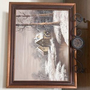 Framed Winter Landscape Painting